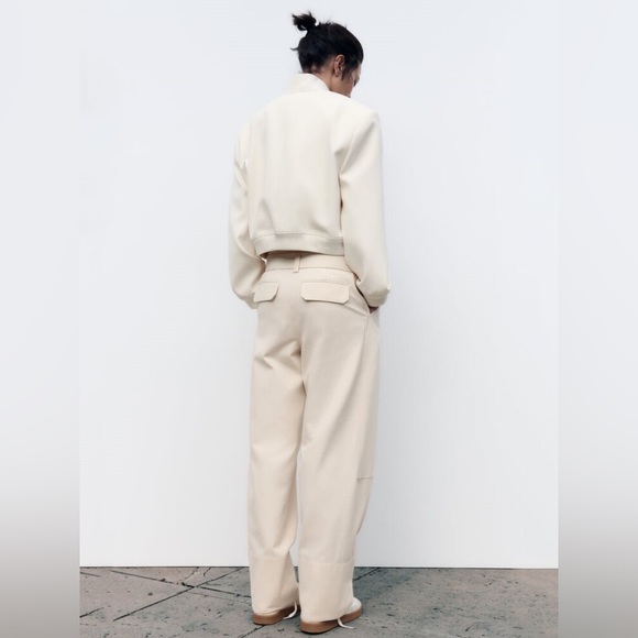 NWT Zara Woman Belted Cotton Pants Size S Small Bloggers Fav - Picture 2 of 9